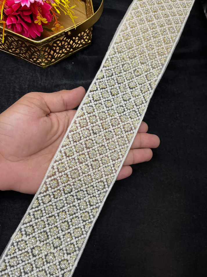 Handmade Beaded Lace - Lucknowi Pearl Work